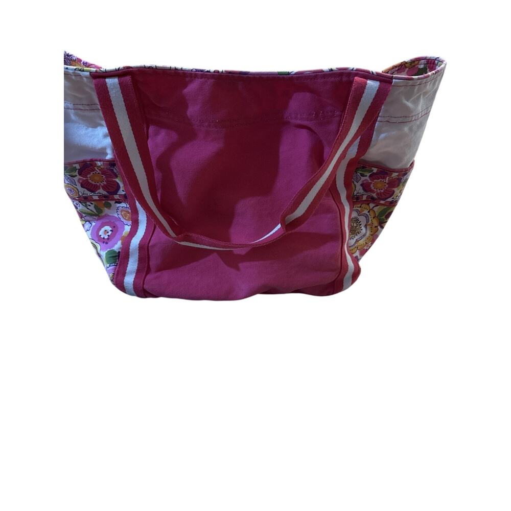 VTG Vera Bradley Pink Floral Colorblock Small Canvas Tote Retired Lilli Bell